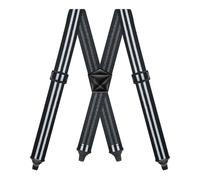 Mens Braces for Trousers 4cm Wide X Style 4 Plastic Clasps Stripes Black