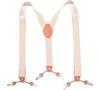Men's Braces for Trousers Y Back with 6 Clips Adjustable Elastic 3.5cm x 125cm Multicolor(Beige)