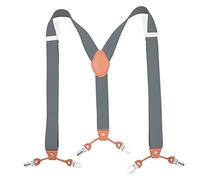 Men's Braces for Trousers Y Back with 6 Clips Adjustable Elastic 3.5cm x 125cm Multicolor(Grey)