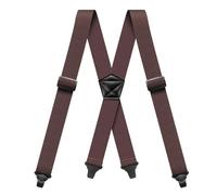 Men's Braces Hidden Heavy Duty Work Braces for Men Suspenders 3.8cm Wide X-Back with 4 Plastic Gripper Clasps Adjustable Elastic Trouser Pants Brown