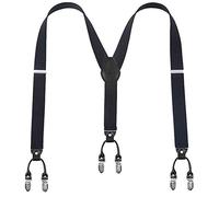 Mens Braces Lafayon Black Braces For Men 6 Clips Y-Back 1.38'' Wide Heavy Duty Adjustable Elastic Mens Suspenders Durable Suspenders Strong Metal Clips (Black), One Size
