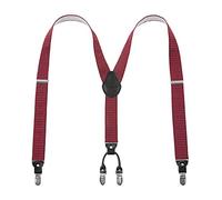 Mens Braces Lafayon Braces For Men 4 Clips Y-Back 1.38'' Wide Heavy Duty Adjustable Elastic Mens Suspenders Durable Suspenders Strong Metal Clips (Red Wave Point), One Size