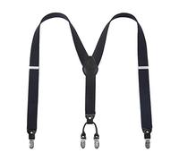 Mens Braces Lafayon Braces For Men 4 Clips Y-Back 1.38'' Wide Heavy Duty Adjustable Elastic Mens Suspenders Durable Suspenders Strong Metal Clips (Black), One Size