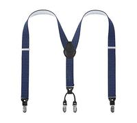 Mens Braces Lafayon Braces For Men 4 Clips Y-Back 1.38'' Wide Heavy Duty Adjustable Elastic Mens Suspenders Durable Suspenders Strong Metal Clips (Blue Wave Point), One Size