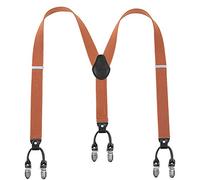 Mens Braces Lafayon Brown Braces For Men 6 Clips Y-Back 1.38'' Wide Heavy Duty Adjustable Elastic Mens Suspenders Durable Suspenders Strong Metal Clips (Brown), One Size