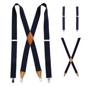 Men's Braces , Men’s Heavy Duty Braces with Extra Strong 4 Clips, Adjustable X-Back Suspenders for Trousers Jeans, Wide Elastic Straps for Secure Comfort Fit, Formal and Casual Clip-On Suspenders