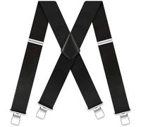 Men's Braces Suspender for men Braces with Strong 2 inch Wide 4 Clips Heavy Duty High Elastic X Style Adjustable Suspenders-Black for Trousers