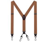 Men's Braces with 4 Heavy Duty Swivel Hooks - Adjustable Elastic Mens Y-Back Suspenders for Jeans Pants Heavy Duty for Work Camel