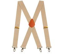 Men's Braces with 4 Hook-Clips for Trousers, Vintage Suspenders Braces for Men Heavy Duty Adjustable Elastic X Shape (Beige)
