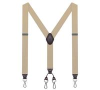 Men's Braces Work Suspenders with 4 Heavy Duty Swivel Hooks - Adjustable Elastic Mens Y-Back Suspenders for Jeans Pants Heavy Duty for Trousers Khaki