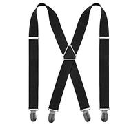 Mens Braces X Shape with 4 Clips, Elastic Adjustable Suspenders Braces for Men Trousers, Mens Suspenders Braces Business Wedding Casual (Black 1)