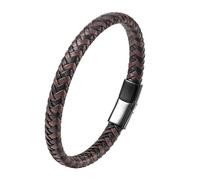 Mens Braided Leather Bracelet, Handmade Braided Bracelets With Magnetic Clasp Vintage Cuff Bangle Birthday Jewelry For Father Son Brown