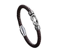 Men's Braided Leather Bracelet, Infinity Knot Bracelet With Slider Closure Brown Handmade Braided Wristband Cuff Bangle Mens Jewellery Birthday Gifts For Him Boyfriend Best Friend