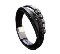 Men's Braided Leather Bracelet, Multi-Layer Braided Rope Bracelet With Magnetic Clasp Black Handmade Leather Cuff Bangle Mens Jewellery Teen Boy Gifts For Graduation Birthday Son