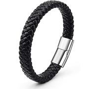 Men's Braided Leather Bracelet with Strong Hypoallergenic Stainless Steel ClaspProfessional Processed