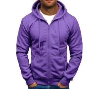Mens Branded Hoodie Comfy Pullover Long Sleeve Jacket Hooded Work Sweatshirt Lightweight Gym Hoodies for Men Cardigan with Pockets S-3XL Purple
