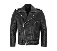 Mens Brando Biker Jacket Motorbike Genuine Cowhide Leather Mens Motorbike Classic Biker Fashion Leather Jacket (XS)