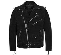 Men's Brando Leather Jacket Motorcycle Black Suede Marlon Biker Jacket MBF (as8, alpha, m, regular, regular)