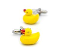 Men's Brass Duck Cufflinks, Yellow Enamel Design, Novelty French Shirt Accessories ,Color 1,One Size