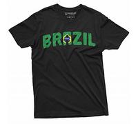 Men's Brazil T-Shirt Brazilian Coat of arms Flag Tee Shirt Football Tshirt Brasil Tee, Black, Medium