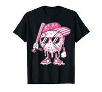 Men's Breast Cancer Awareness Drip Baseball Pink Ribbon Mens Boys Value Graphic T-Shirt