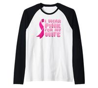 Mens Breast Cancer Wife Fight Wear Pink Ribbon Awareness Husband Raglan Baseball Tee