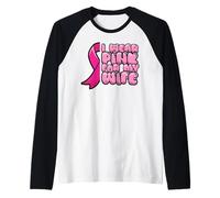 Mens Breast Cancer Wife Fight Wear Pink Ribbon Awareness Husband Raglan Baseball Tee