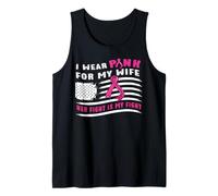 Mens Breast Cancer Wife Wear Pink Ribbon Fight US Flag Awareness Tank Top