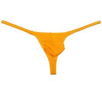 Men's Breath Hole Thong Bulge Pouch Bikini G-string Underwear T-back Male Micro T-back Thongs Yellow XL