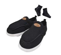 Mens Breathable Adjustable Fattening Widening Orthopedic Diabetic Shoes, Lightweight Feet Walking Edema Sneakers, Non-Slip Arch Support, for Elderly, Swollen Feet, Plantar Fasciitis(6 UK) Black