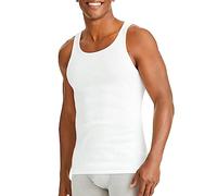Mens Breathable Classic Sleeveless Undershirts Tops Interlock Singlet Vests Multi Pack Adults Athletic Gym Sports Wear Under Vest Cotton Fabric Tank Top (White Pack of 3 Large)