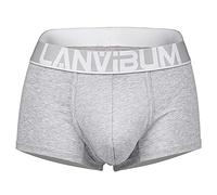 Men's Breathable Cotton Microfiber Trunks Underwears Covered Band Stretch Boxer Brief Comfort Bulge Pouch Underpants (Gray, X-Large) Summer Gifts for Him