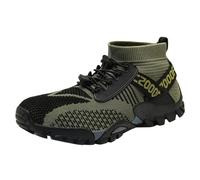 Mens Breathable Hiking Shoes Mens Knit Shoes High Tops Trekking Trainers Mesh Mountaineering Trainers Lightweight Walking Sneakers for Stability & Grip Slip On Sport Sneakers with Adjustable Laces