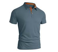 Mens Breathable Ice Silk Polo Shirt Solid Colour Short Sleeve Button Neck Mesh Sports Top Soft Stretch Summer Casual Golf Tee Lightweight Wear for Daily Commute, 11-Navy, XL
