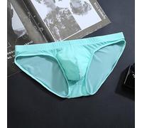 Men's Breathable Low Waist U Pouch Underwear, Soft Polyamide Elastane Trunks for Sport Running Gym, Solid Color Daily Wear Briefs(L Light Blue)