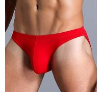 Men's Breathable Low Waist U Pouch Underwear, Soft Polyamide Elastane Trunks for Sport Running Gym, Solid Color Daily Wear Briefs(M Red)