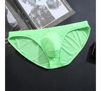 Men's Breathable Low Waist U Pouch Underwear, Soft Polyamide Elastane Trunks for Sport Running Gym, Solid Color Daily Wear Briefs(L Green)