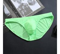 Men's Breathable Low-waist Underwear With U-convex Pouch Solid Color Briefs Soft Polyamide Blend For Daily Comfort And Support Black Size L(M Green)