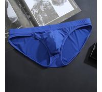 Men's Breathable Low-waist Underwear With U-convex Pouch Solid Color Briefs Soft Polyamide Blend For Daily Comfort And Support Black Size L(M Blue)