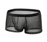 Men's Breathable Mesh Semi-Transparent Boxer Briefs - Solid Color, Low-Rise Design for Ultimate Comfort