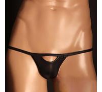 Mens Breathable Mesh Thongs Bikini Brief Silky See Through Gstring Underpants Low Rise Underwear with Slight Stretch Suitable for All Seasons Use (S Black)