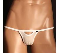Mens Breathable Mesh Thongs Bikini Brief Silky See Through Gstring Underpants Low Rise Underwear with Slight Stretch Suitable for All Seasons Use (2XL White)