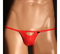 Mens Breathable Mesh Thongs Bikini Brief Silky See Through Gstring Underpants Low Rise Underwear with Slight Stretch Suitable for All Seasons Use (2XL Red)