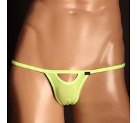 Mens Breathable Mesh Thongs Bikini Brief Silky See Through Gstring Underpants Low Rise Underwear with Slight Stretch Suitable for All Seasons Use (2XL Green)
