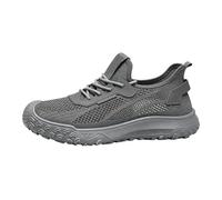 Mens Breathable Mesh Trainers Lightweight Walking Shoes Rugged Sole Casual Sneakers Comfortable Sports Footwear for Gym Hiking Daily Life Grey 9.0