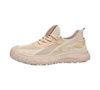 Mens Breathable Mesh Trainers Lightweight Walking Shoes Rugged Sole Casual Sneakers Comfortable Sports Footwear for Gym Hiking Daily Life Beige 6.0