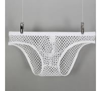 Men's Breathable Mesh Underwear Triangle Briefs Comfortable Cotton Acrylic Mix Sports Underwear Soft Waistband Daily Wear Black White Orange Size M to 2XL Laundry (2XL White)