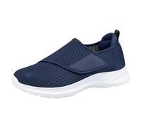 Men's Breathable Mesh Walking Trainers Casual Slip-On Shoes with Hook and Loop Strap Lightweight Daily Leisure Flats Blue
