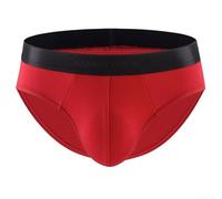 Men's Breathable Modal Brief Underwear Mid Rise with Bulge Support Soft Skin Friendly Fabric Underpants (M Red)