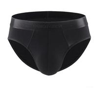 Men's Breathable Modal Brief Underwear Mid Rise with Bulge Support Soft Skin Friendly Fabric Underpants (M Black)